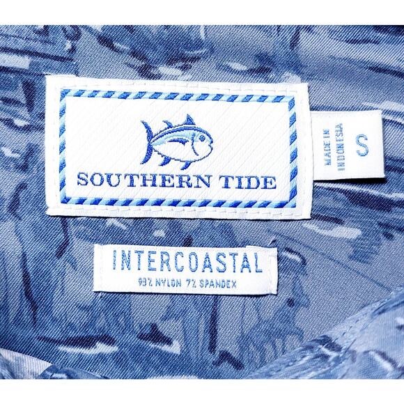 NWT SOUTHERN TIDE Cliff Intercoastal Performance‎ Shirt Blue Size S MSRP $125 - Picture 4 of 9
